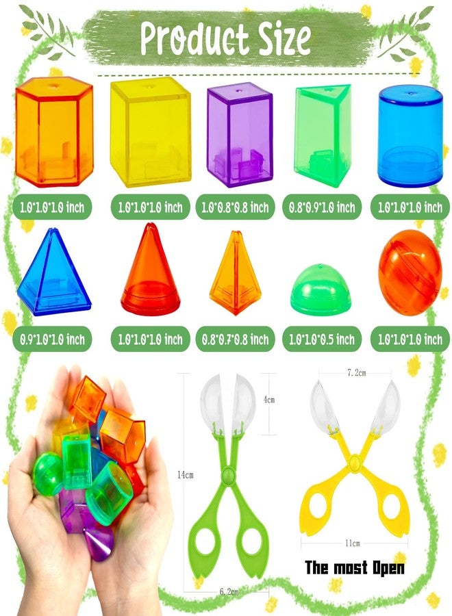 Bbiamsleep 76 Pcs Counting 3D Geometric Solids Colorful Plastic Geometric Shape Light Table Manipulative Counting Sorting Sensory Bin Filler Fine Motor Skills for Light Table Sorting Counting Training - Image 2